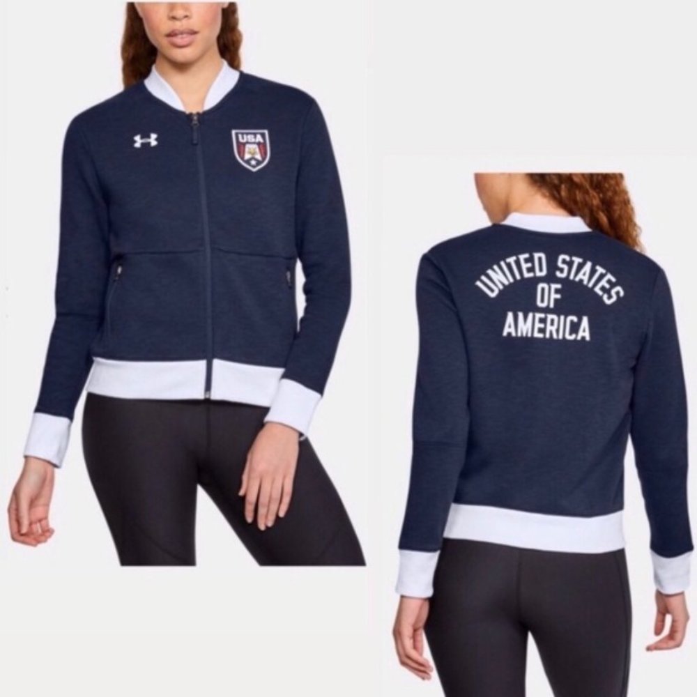 Under Armour Team USA ZipFront Sweatshirt Bomber Jacket Patriotic Size S NWT - Picture 7 of 16